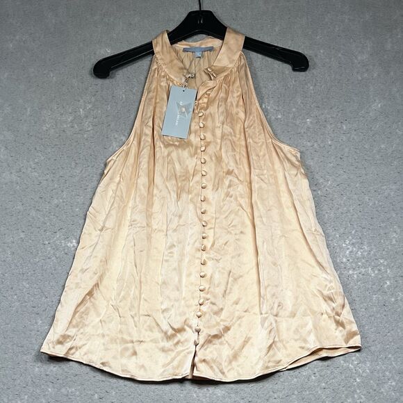 Antonio Melani Blouse Chelsea Halter Womens Large Peach Silk Blend Sleeveless - Picture 1 of 11